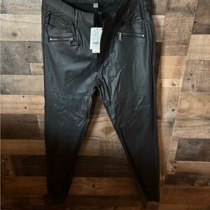 Black Matte Faux Leather Pants
